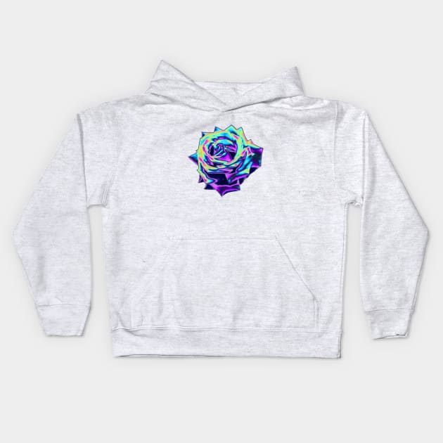 Electric Violet Holo Rose Kids Hoodie by dinaaaaaah